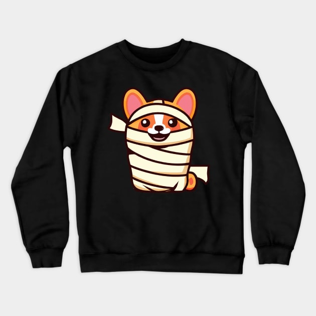 Corgi Mummy Costume Halloween Retro Colorful Crewneck Sweatshirt by BetterManufaktur